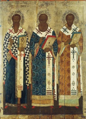 Василий Великий, Григорий Богослов и Иоанн Златоуст. Иконописец Семен Хромой